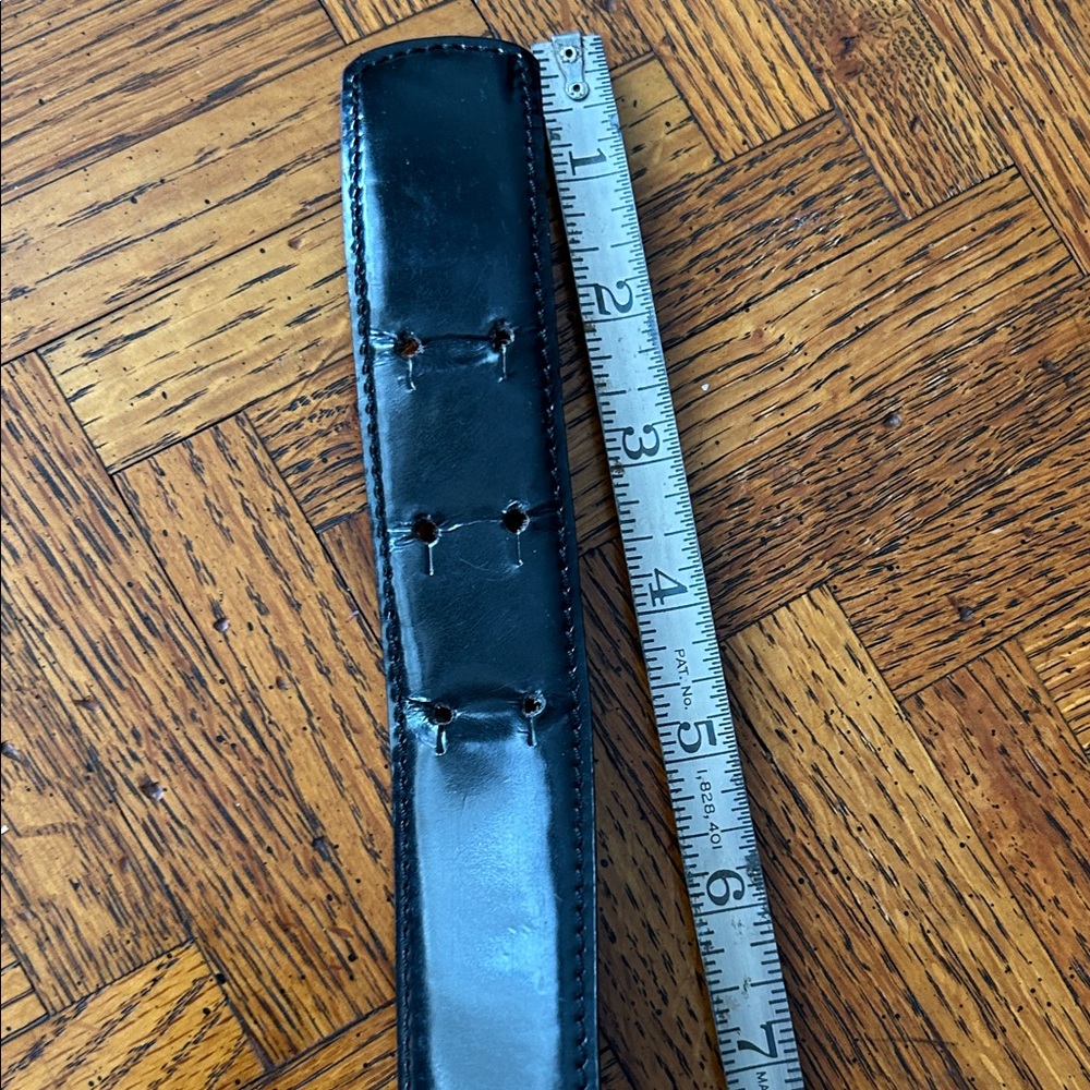 Moschino Black Leather Belt with Gold Letters - Picture 13 of 16